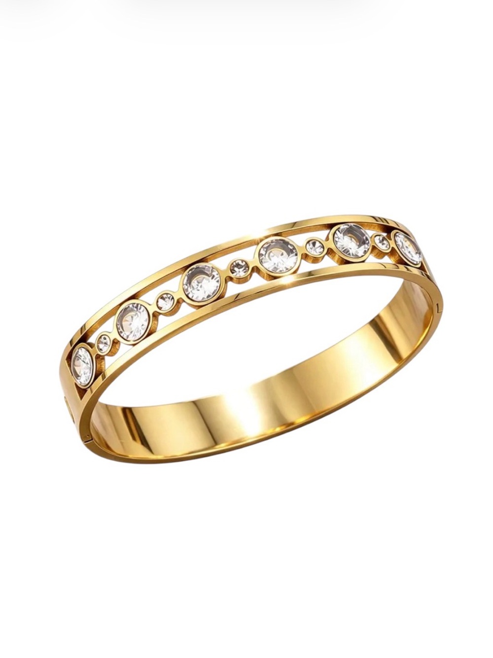 CZ Bezel Hinge Bangle Bracelet NWT Gold Plated